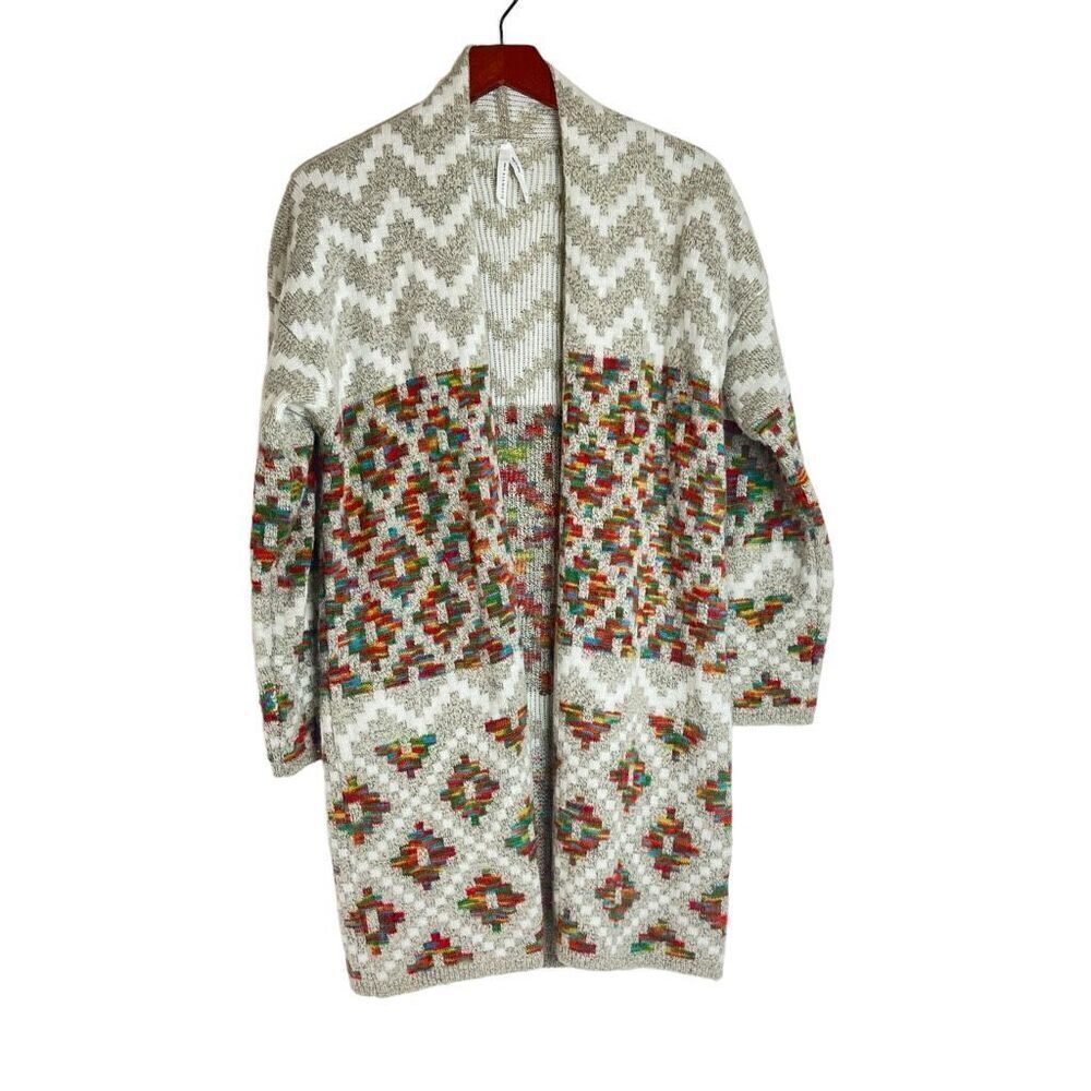 Dreamers By Debut Womens Geometric Open Front Cardigan Multicolor Size Medium